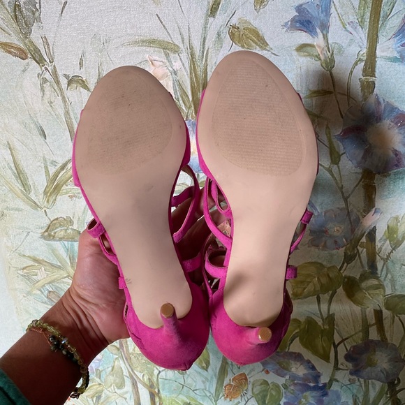 NEW Emmey Strappy Vegan Suede Heels - Picture 14 of 16